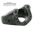 ステンレス リング ホースシューリング 黒 馬の蹄鉄 リング 馬蹄リング メンズ レディース