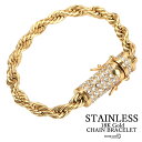 【5/7 10時まで！期間限定10%OFF 5,500円→4,950円】 ステンレス ブレスレット ロープチェーンブレスレット 18k Gold キュービックジル..