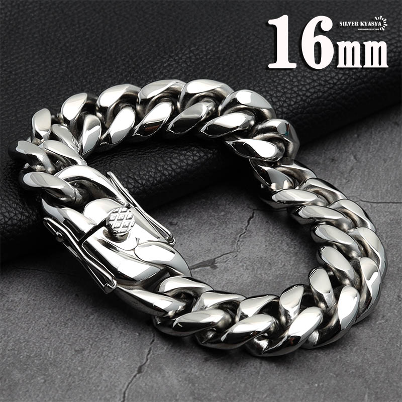 ＼スーパーSALE 10%OFF 6,600円→5,940円 ／316L 幅16mm 極太 メンズ ブレスレット シルバー 喜平チェーン B系 ヒップホップ HIPHOP マイアミキューバンリンク 喜平ブレスレット きへい 重厚 ごつい 父の日