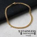 幅3mm ステンレス ダブル喜平チェーンブレスレット 6面カット 18k GP IPメッキ gold ゴールド マイアミキューバンリンク ネックレスチェーン 細身 シンプル 男性 金属アレルギー対応