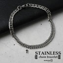 幅5mm ステンレス ダブル喜平チェーンブレスレット 6面カット silver シルバー マイアミキューバンリンク ネックレスチェーン 細身 シンプル 男性 金属アレルギー対応