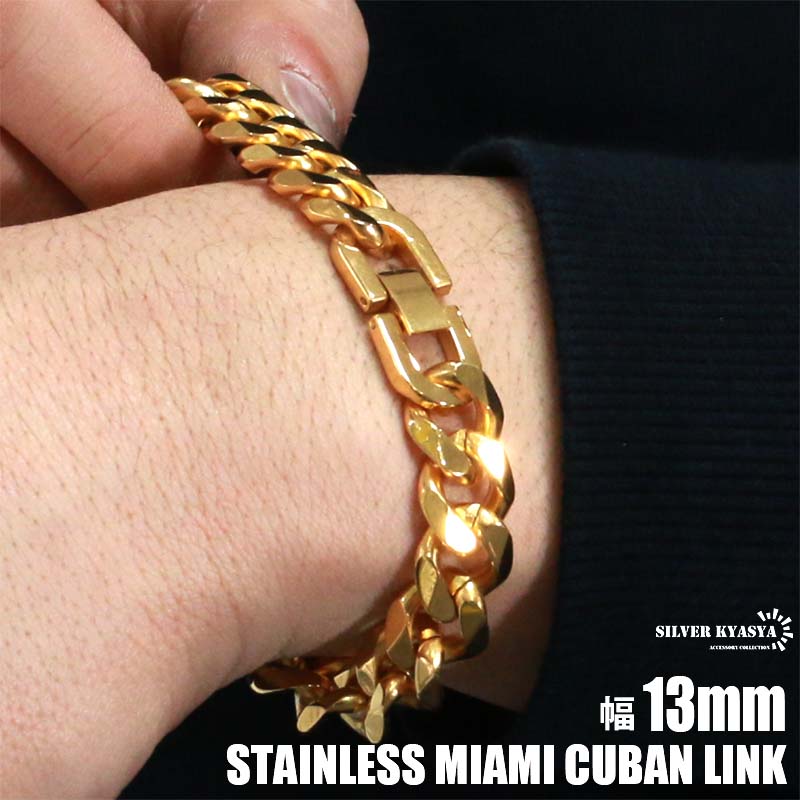 \スーパーSALE 10%OFF 2,750円→2,475円 /太め 金 喜平チェーンブレスレット ゴールド gold ステンレス 喜平ブレスレット 中折式 マ...