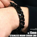 \スーパーSALE 10%OFF 3,520円→3,168円 /太め ブラック 喜平チェーンブレスレット 黒 black ステンレス 喜平ブレスレット 中折式 マイアミキューバンリンク 重厚 ごつい 父の日(4)