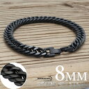 4面カット ダブル喜平ブレスレット マイアミキューバン チェーンブレスレット ブラック black 黒 ステンレス 中折れ 父の日(4)