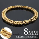 4面カット ダブル喜平ブレスレット マイアミキューバン チェーンブレスレット ゴールド gold 金 ステンレスブレスレット 中折 父の日
