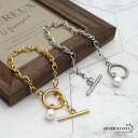 レディースブレスレット アラメ喜平チェーン パール ステンレス IPメッキ 18k 金メッキ マンテル シルバー ゴールド silver gold 荒目 喜平 オリジナル ハンドメイド 金属アレルギー対応