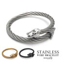 ステンレス ウルフ ワイヤーブレスレット メンズ オオカミ 狼 ロープチェーン ゴールド シルバー ブラック gold 金属アレルギー対応