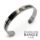 ステンレス ヴァルクナットバングル メタルバングル メンズ 平打ちバングル ブレスレット 腕輪 シルバー ブラック 金属アレルギー対応