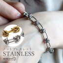 ステンレス チェーンブレスレット ゴールド レディース 女性 結び目 ノット 有刺鉄線 金属アレルギー対応(4)