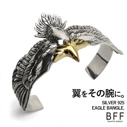 【5/7 10時まで！期間限定10%OFF 39,900円→35,910円】 BFF ブランド イーグルバングル シルバー925 ネイティブ インディアンジュエリー シルバーバングル 男性 メンズ 腕輪 金属アレルギー対応 専用BOX付属