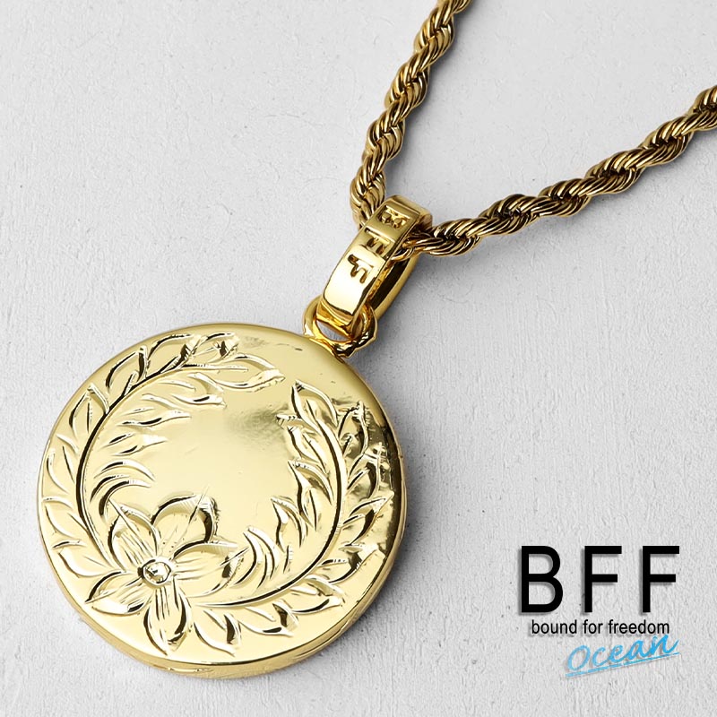 \スーパーSALE 10%OFF 6,800円→6,120円 /BFF ブランド コインネックレス ゴールド 18金 K18 GP gold 金色 プルメリア ...