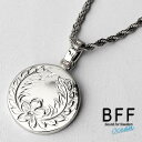 BFF ブランド コインネックレス シルバー 銀色 silver プルメリア マイレ ハワイアンジュエリー ロープチェーン 彫金 手彫り 専用BOX付属