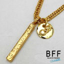 BFF ブランド スティックネックレス ダブル喜平 6面カット マイレ スクロール 唐草 メタル ステンレスチェーン ゴールド 18K GP gold 金色 手彫り 彫金 専用BOX付属