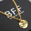 BFF ブランド 唐草ネックレス ゴールドネックレス 18k gp ステンレスチェーン アラベスク ダブル喜平チェーン ネイティブ メタル ペンダント 金属アレ...