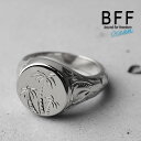 BFF ブランド パームツリー 印台リング スモール 小ぶり シルバー 18K 銀色 丸型 サークル スタンプリング シグネットリング ハワイ ハワイアンジュエリー 手彫り 彫金 専用BOX付属