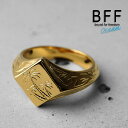 BFF ブランド ハワイアンリング メンズ 印台リング シグネットリング ひし形 ゴールド 18k gp ヤシの木リング パームツリーリング 手彫り 小ぶり 専...