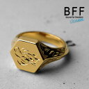 BFF ブランド ハワイアンリング メンズ 印台リング シグネットリング 六角 ゴールド 18k gp タートルリング ウミガメ 海亀 手彫り 小ぶり 専用BO...