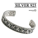 \スーパーSALE 10%OFF 26,400円→23,760円 /シルバー925 スター バングル 星型 ブレスレット 燻し 加工 silver 銀 幅12m...