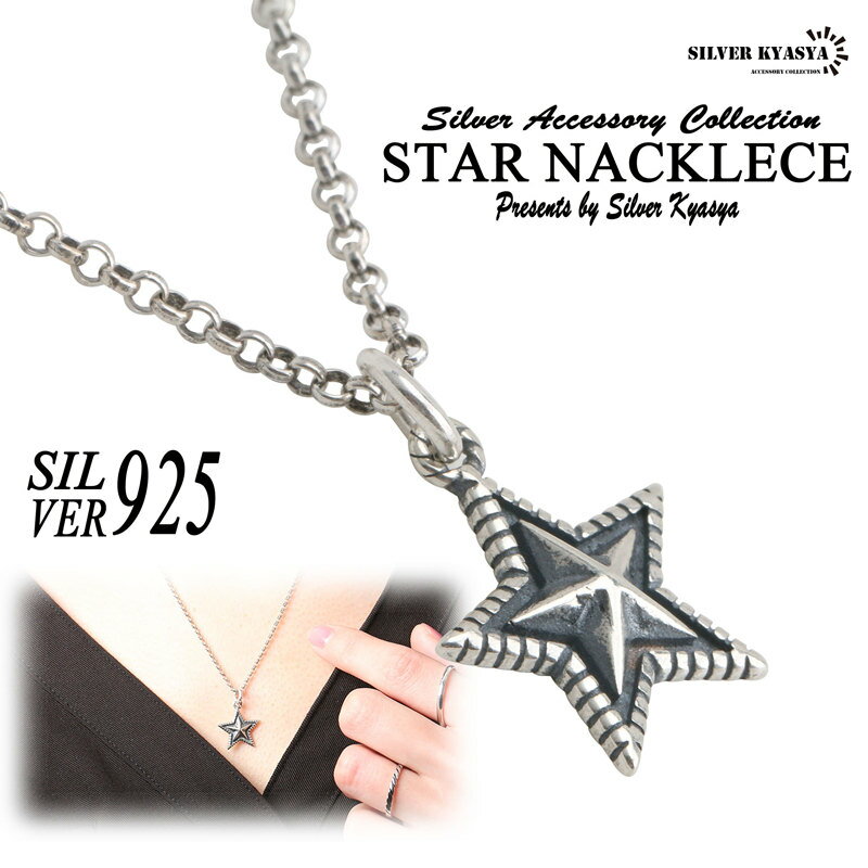 シルバー ペンダント ＼土日限定 10％OFFクーポン有！／ シルバー925 スター ネックレス 星 ペンダント silver 銀 star 小ぶり 天体 ロールチェーン 45cm 引き輪