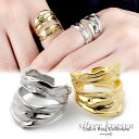 シルバー925 レディースリング ダブルライン 18K GP ゴールド シルバー gold silver 金色 銀色 指輪 SILVER925 2連 凹凸 ウェーブ 2カラー フリーサイズ オープンリング 人差し指 金属アレルギー対応