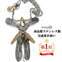 316L 特大 頭金 イーグルネックレス 豪華カスタム ターコイズ フェザーネックレス ペンダント シルバー 羽根 金 ゴールド 太陽 金爪 専用BOX付属