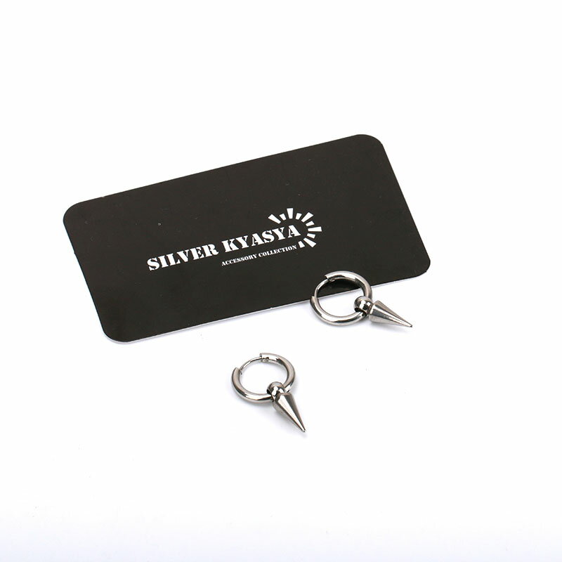 STAINLESS 両耳 スタッズピアス 鋲 ドロップ フープピアス シルバー リングピアス 18G 人気