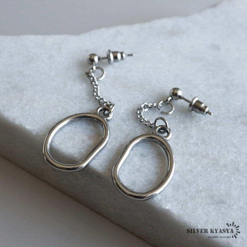 サークルピアス レディース ドロップピアス スタッドピアス 女性 シルバー ステンレス 両耳用 金属アレルギー対応