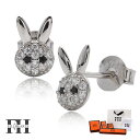 FILL HEARTS ピアス レディース 女性 大人 シルバー アクセサリー ジュエリー Rabbits ラビット うさぎ 動物 ジルコニア 金属アレルギー対応 シルバー925 S925 ロジウムメッキ キャッチ スタッドピアス 小さめ 流行り