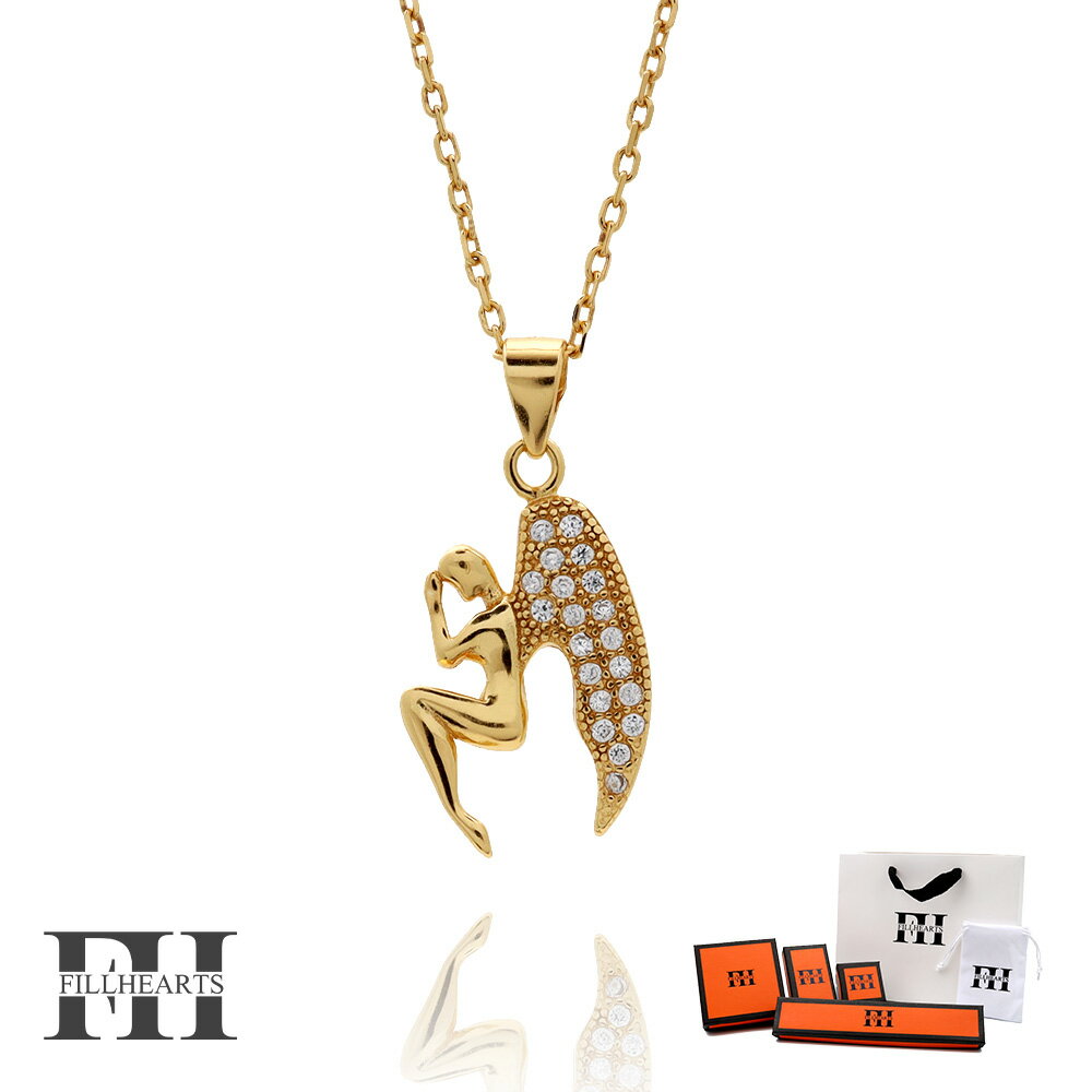 FILL HEARTS ネックレス レディース 女性 大人 ゴールド アクセサリー Angel エンジェル 天使 ジルコニア 金属アレルギー対応 シルバー925...