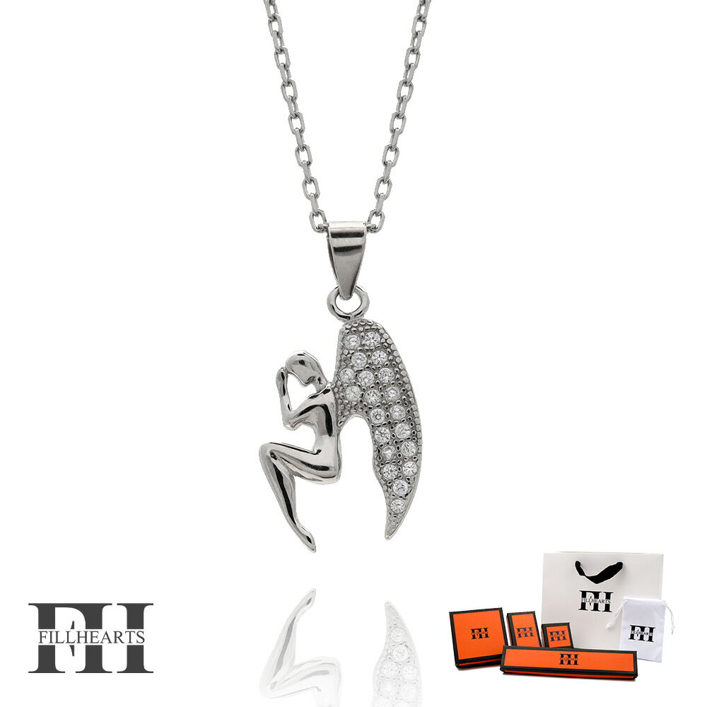FILL HEARTS ネックレス レディース 女性 大人 シルバー アクセサリー Angel エンジェル 天使 ジルコニア 金属アレルギー対応 シルバー925...