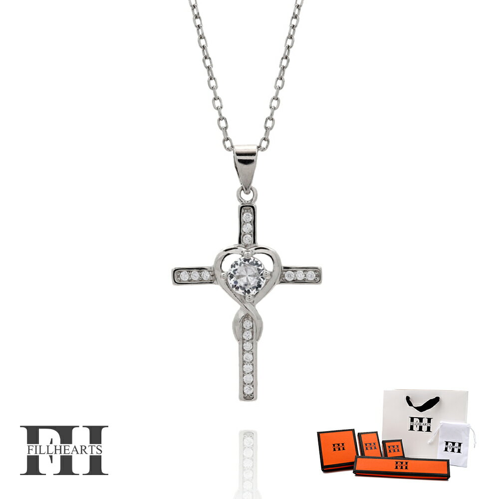 FILL HEARTS ネックレス レディース 女性 大人 シルバー アクセサリー Heart & Cross クロス 十字架 ハート ジルコニア 金属アレルギ...