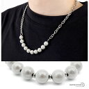 ネックレス メンズ パールネックレス ボールチェーン pearl necklace ストリート silver 銀色 金属 ステンレス アレルギーフリー シンプル 父の日(4)