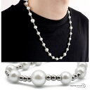ネックレス メンズ パールネックレス ボールチェーン pearl necklace ストリート silver 銀色 金属 ステンレス アレルギーフリー シンプル