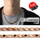 磁気ネックレス ステンレス ビーズ CZ キュービックジルコニア ip rosegold ローズゴールド 磁力 磁石 男性 金属アレルギー対応