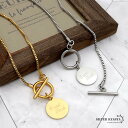 レディースネックレス ベネチアンチェーン チャーム コイン 英字 ステンレス IPメッキ 18k 金メッキ マンテル シルバー ゴールド silver gold オリジナル ハンドメイド 金属アレルギー対応