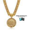 6面カット ダブル喜平ネックレス 18k gp コイン マリア ネックレス ゴールド 18金 仕上げ ペンダント メンズ HIPHOP b系 50cm 60cm...
