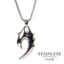 ステンレス 炎 ネックレス シルバー ごつい ガーネット ペンダント ドラゴンネックレス ワンポイント 父の日(4)