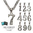 ナンバーネックレス ハワイアンネックレス シルバー ステンレス シルバー925 数字ネックレス 6面カット ダブル喜平 チェーン 専用BOX付属