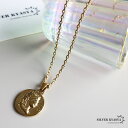 【初売】＼10%OFF 1,980円→1,782円／ コインネックレス レディース 4面カット あずきチェーン アンティーク デザイン 歪み 硬貨 ネックレス 女性 ゴールド 18K GP ステンレス 金属アレルギー対応