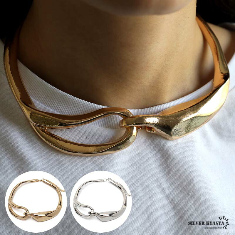\スーパーSALE 10%OFF 3,850円→3,465円 /ワイドチョーカー choker 欧米で人気 メタルチョーカー ネックレス ゴールド シルバー 特...