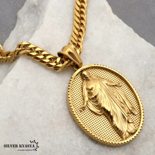 ステンレス HIPHOPネックレス ゴールド 6面カットダブル喜平チェーンネックレス 18k gp ペンダント キリスト 奇跡のメダイ ヒップホップ イエス 50cm 60cm ステンレス HIPHOPネックレス ゴールド 6面カットダブル喜平チェーンネックレス 18k gp ペンダント キリスト 奇跡のメダイ ヒップホップ イエス 50cm 60cm