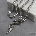 ステンレス フィッシュフックネックレス シルバー ダブル喜平チェーンネックレス 幅6mm 長さ50cm 60cm 龍 中折式 メンズ 男性 お洒落 人気 トレンド 流行り 金属アレルギー対応 父の日(4)