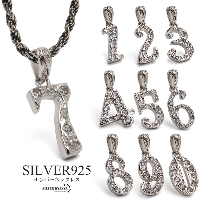 ナンバーネックレス 数字ネックレス ペンダント ジュエリー シルバー925 ロープチェーンネックレス フレンチロープ 誕生日 誕生月 ソウルナンバー 金属アレルギー対応