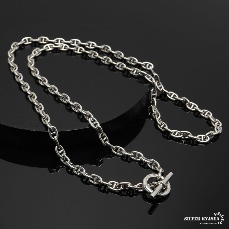 シルバー925素材 マンテルネックレス アンカーチェーンネックレス Tバー OT 錨