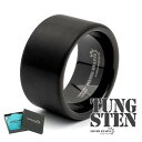 タングステン ワイドリング つや消し 幅12mm 太幅 幅広 ごつめ 指輪 メンズ リング ブラック つや消し マット シンプル 金属アレルギー対応 専用BOX...
