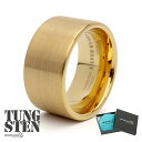 タングステン ワイド リング 12mm メンズ 指輪 ゴールド 18K IP つや消し つけっぱなしOK 専用BOX オリジナル