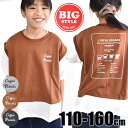 【 在庫限り★ 】【送料無料】SHISKY 半袖 Tシャツ キッズ ベスト フェイク レイヤード風 ベスト キッズ 女の子 ジュニア 女子 男の子 おしゃれ かわいい 子供服 夏 こども 110cm 120cm 130cm 140cm 150cm 160cm 半袖シャツ 茶色 グレー 小学生 幼稚園 綿100% 重ね着風 ロゴ