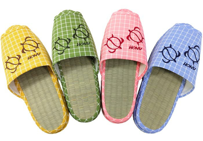 畳 いぐさ スリッパ ホヌ 刺繍 Mサイズ ブルー グリーン ピンク イエロー