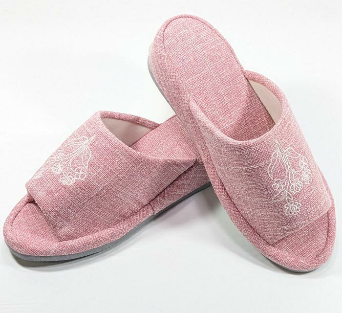 ヒール スリッパ 花柄 刺繍 ピンク ヒール高4.5cm ヒールスリッパ ヒールアップ 美脚スリッパ 美脚 ヒールアップスリッパ カジュアル おしゃれ かわいい 室内 履き レディース 会社 オフィス