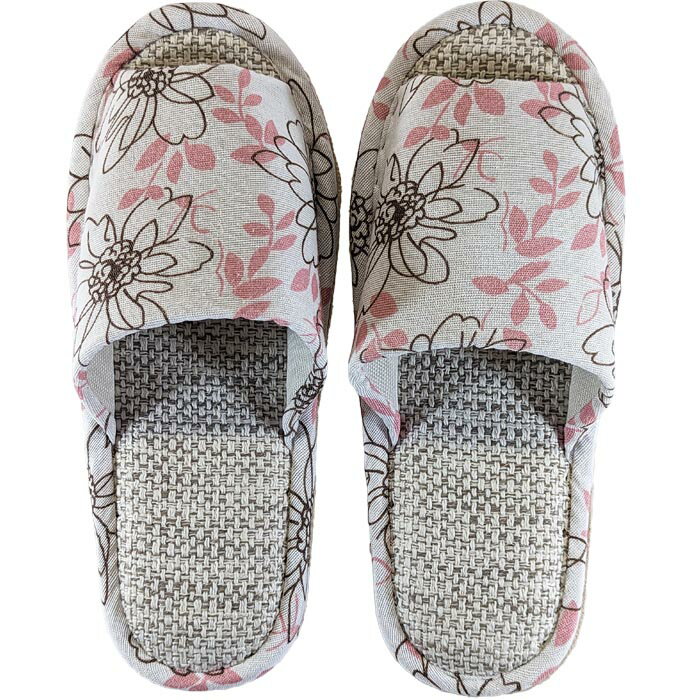 楽天シムネット　別館スリッパ 花柄 外縫い ピンク サラサラとした履き心地｜室内履き ルームシューズ